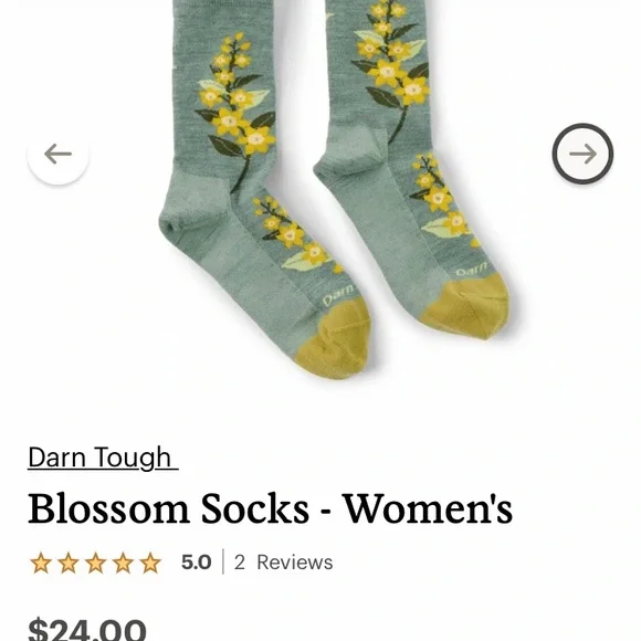 Darn Tough Blossom Hiking Socks - Green and Yellow - Picture 2 of 4
